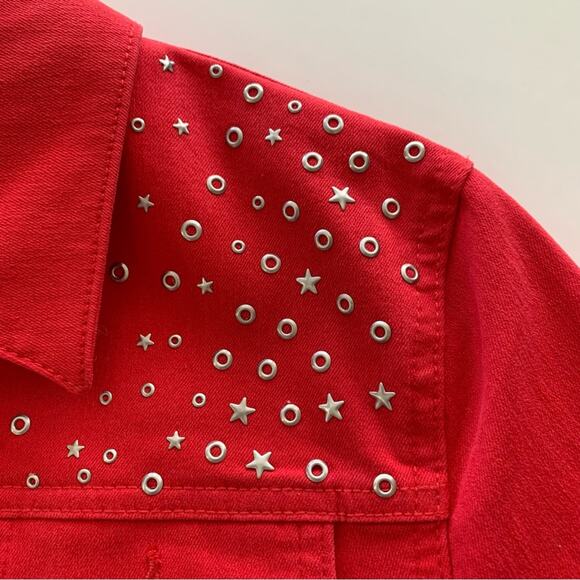 Via Penny Lane Reworked | Backstreet Boys Y2K Graphic Red Star Studded Jacket 8P - Picture 2 of 8